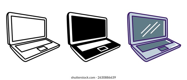 Laptop icon represented by Laptop Line, Filled, Color style.