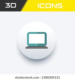 Laptop icon, responsive layout screens 3D icon editable file