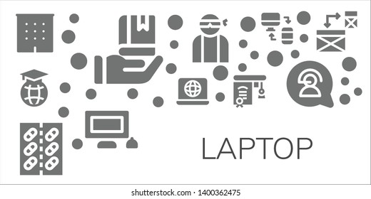 laptop icon set. 11 filled laptop icons.  Collection Of - Office, Education, Laptop, Tablet, Hacker, Personal computer, Responsive, Communication