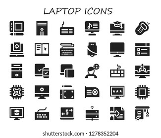  laptop icon set. 30 filled laptop icons. Simple modern icons about  - Graphic tablet, Computer, Keyboard, Education, Walkie, Laptop, Learning, Pendrive, Screen, Cpu, Responsive