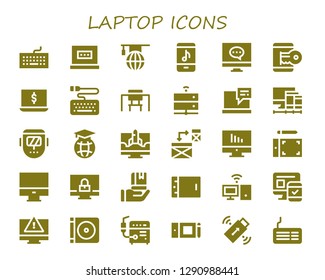  laptop icon set. 30 filled laptop icons. Simple modern icons about  - Keyboard, Laptop, Learning, Online store, Computer, Hacker, Desk, Server, Screens, Welder, Education, Responsive