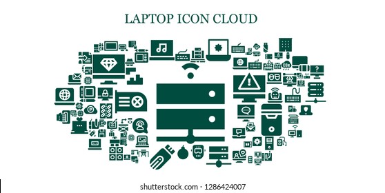  laptop icon set. 93 filled laptop icons. Simple modern icons about  - Server, Keyboard, Screen, Laptop, Welder, Attack, Pendrive, Handheld, Personal computer, Shopping online