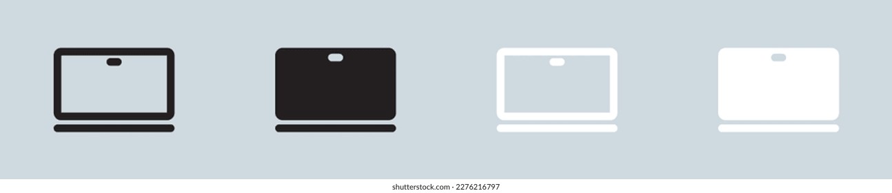 Laptop icon set in black and white. Notebook signs vector illustration.