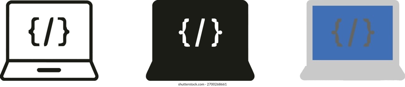 Laptop-Icon-Set mit Code-Symbol-Programmierung Konzept Entwicklung Codierung Design