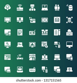 laptop icon set. Collection of 36 filled laptop icons included Laptop, Responsive, Keyboard, Computer, Responsive design, Modem, Screen, Ransomware, Draft, Graphic tablet, Hard disc