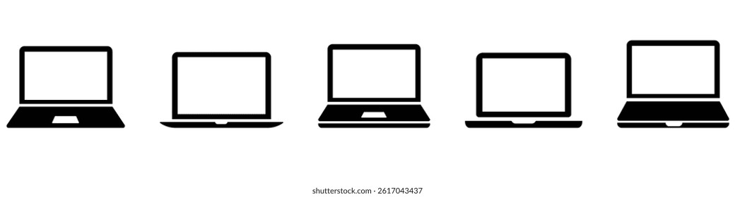 Laptop icon set. Different style Laptop icon. Laptop or notebook computer collection
