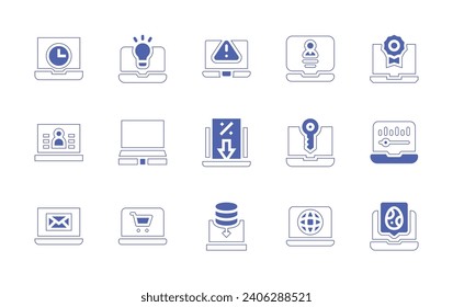 Laptop icon set. Duotone color. Vector illustration. Containing laptop, online shopping, online banking, sale, computer, server.