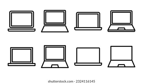 Ilustración del conjunto de iconos de la laptop. símbolo y signo de equipo