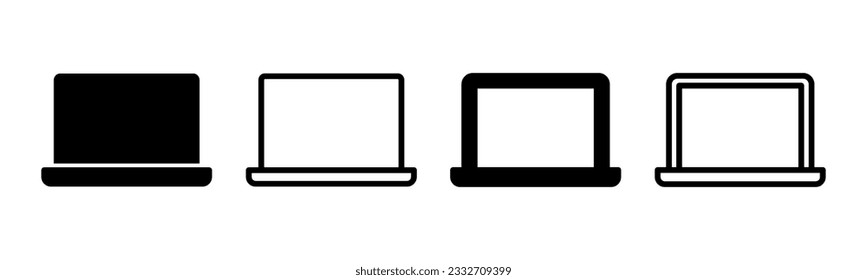 Illustration zum Set von Laptop-Icons. Computerzeichen und -zeichen