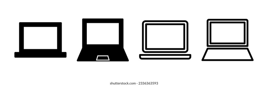 Illustration zum Set von Laptop-Icons. Computerzeichen und -zeichen