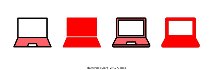 Illustration zum Set von Laptop-Icons. Computerzeichen und -zeichen