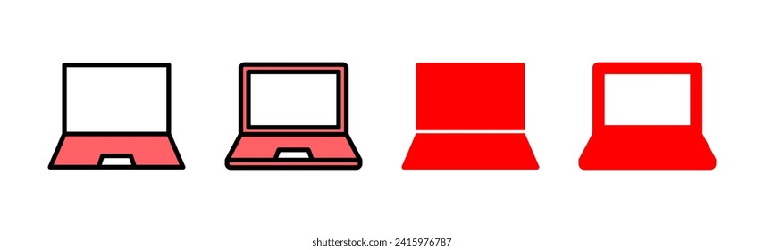 Ilustración del conjunto de iconos de la laptop. símbolo y signo de equipo
