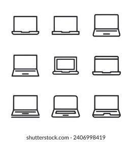 Laptop icon set isolated on white
