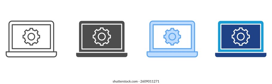 Laptop Icon Set Multiple Style Collection