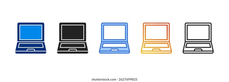 Conjunto de iconos de computadora portátil Ilustración vectorial de estilo múltiple
