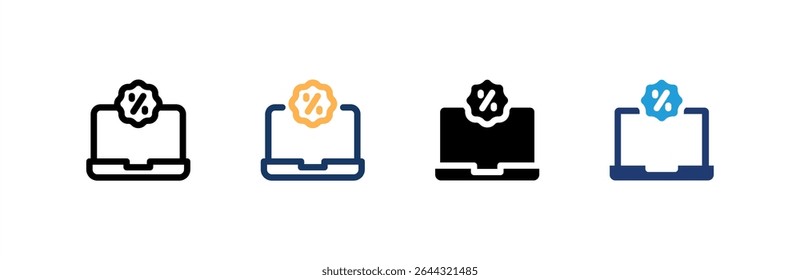 Laptop icon set multiple style collection. Vector illustration.