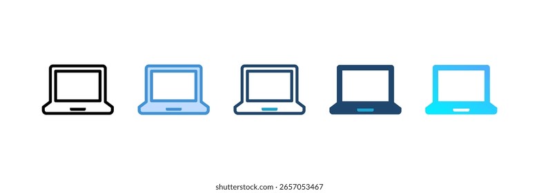 Laptop icon set multiple style collection