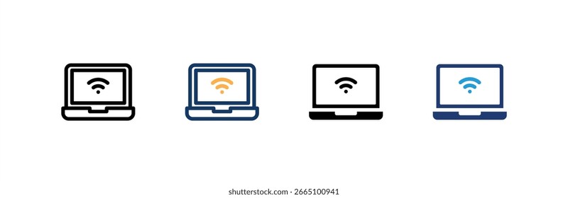 O ícone Laptop define várias coleções de estilos. Ilustração vetorial.