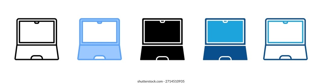 Laptop icon set multiple style collection