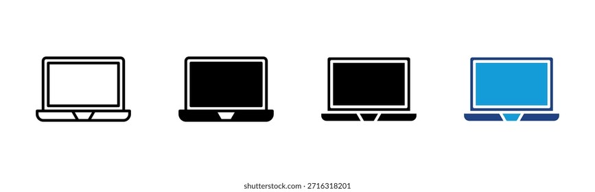 Laptop icon set multiple style collection