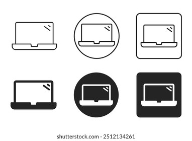 Conjunto de ícones do laptop. Notebook, computador, dispositivo, coleção de ilustração vetorial de monitor isolada em um plano de fundo transparente. Traço editável. Ícone de estilo de linha e traçado preenchido