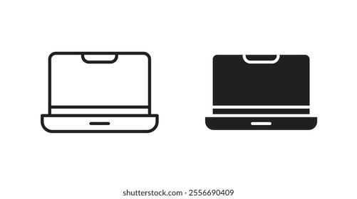 Laptop icon set in Thin line black color.