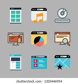laptop icon set. vector set about video player and browser icons set.