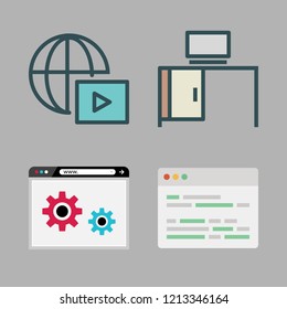 laptop icon set. vector set about browser, desk and streaming icons set.