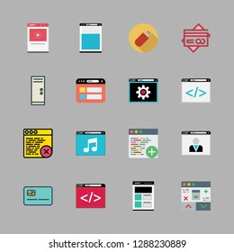 laptop icon set. vector set about credit card, pendrive, browser and computer icons set.