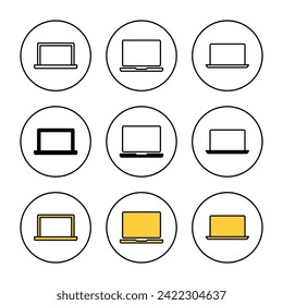 Laptop icon set vector. computer sign and symbol
