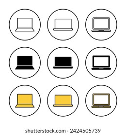 Laptop icon set vector. computer sign and symbol
