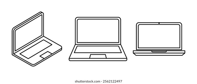 Laptop icon set. Vector illustration.