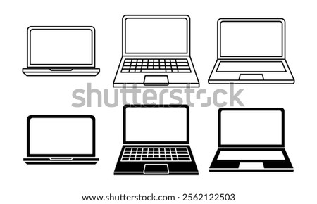 Laptop icon set. Vector illustration.