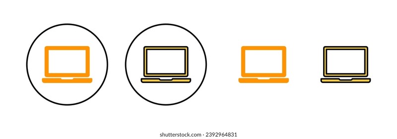 Laptop-Icon-Set für Web- und Mobile-App. Computerzeichen und -zeichen