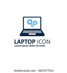 laptop icon with Settings gears vector illustration.