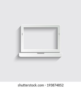Laptop Icon with shadow on a grey background