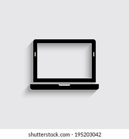 Laptop Icon with shadow on a grey background