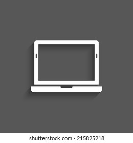 Laptop Icon with shadow on a grey background