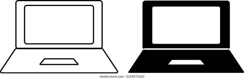 Laptop icon sheet, simple trendy flat style line and solid Isolated vector illustration on white background. For apps, logo, websites, symbol , UI, UX, graphic and web design. EPS 10.