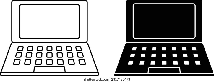 Hoja de iconos de la laptop, línea de estilo plana simple y sólida ilustración vectorial aislada sobre fondo blanco. Para aplicaciones, logotipo, sitios web, símbolo , UI, UX, gráfico y diseño web. EPS 10.