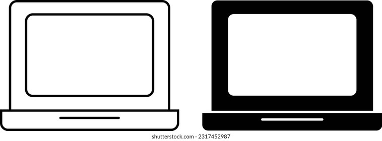 Hoja de iconos de la laptop, línea de estilo plana simple y sólida ilustración vectorial aislada sobre fondo blanco. Para aplicaciones, logotipo, sitios web, símbolo , UI, UX, gráfico y diseño web. EPS 10.