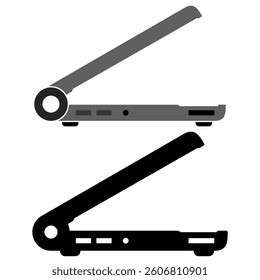 laptop icon from the side, simple flat style, illustration, logo sign symbol pictogram template, for ui or ux isolated on white for mobile app, editable