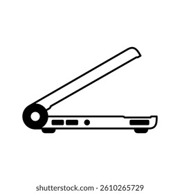 laptop icon from the side, simple flat style, illustration, logo sign symbol pictogram template, for ui or ux isolated on white for mobile app, editable