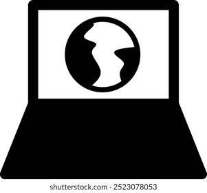 laptop icon sign with internet, web or browser icon