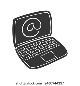 Laptop Icon Silhouette Illustration. Computer Vector Graphic Pictogram Symbol Clip Art. Doodle Sketch Black Sign.