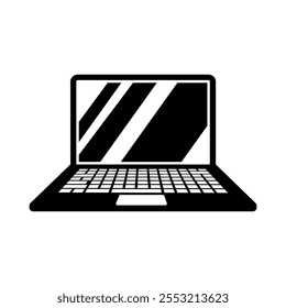 Laptop icon. Silhouette style. Vector icon.