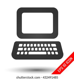Laptop icon. Simple flat logo of laptop on white background. Vector illustration.