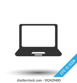Laptop icon. Simple flat logo of laptop on white background. Vector illustration.