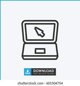 laptop icon. simple outline laptop vector icon. on white background.