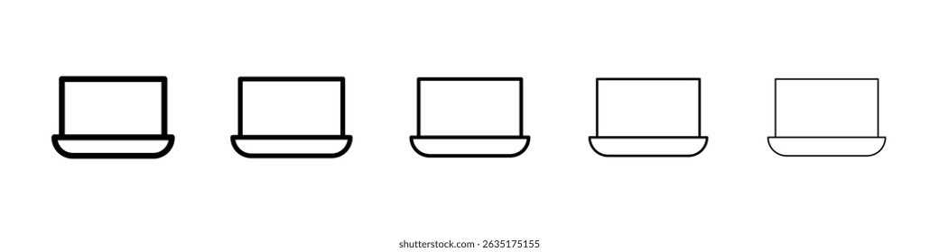 Icono de la computadora portátil Símbolo plano de línea delgada simple